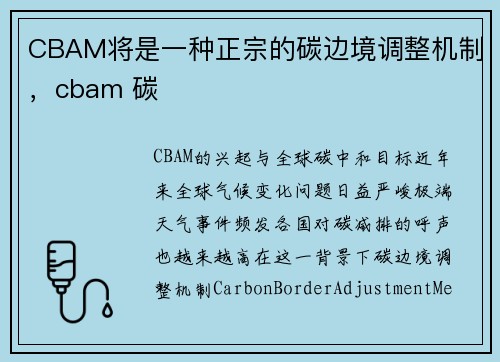 CBAM将是一种正宗的碳边境调整机制,cbam 碳